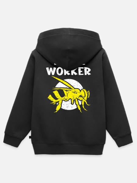 Essential worker, bee, beekeeper, honeycomb - Kids Premium Organic Zip-up Hoodie - black