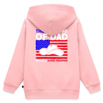 Papa Policier Du Service de Police Policier - Sweat Premium à capuche zippé enfant bio - rose - Dos - AI Model Kid Female (0cm)