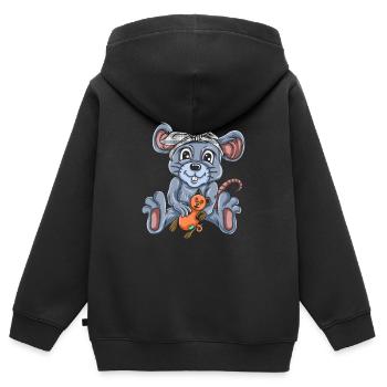 Souris Souris Cadeau Rat Rongeur Souris Souris Lousemaus - Sweat Premium à capuche zippé enfant bio - noir - Dos - AI Model Kid Male (0cm)