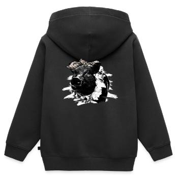 Pig Tshirt Enfants Femmes Porcelet Porcelet - Sweat Premium à capuche zippé enfant bio - noir - Dos - AI Model Kid Male (0cm)