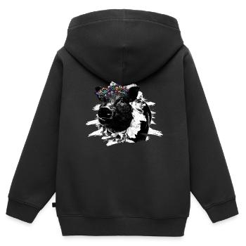 Schwein - Kinder Premium Organic Zip Hoodie - Schwarz - Hinten - AI Model Kid Male (0cm)