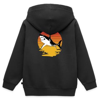 Hai Weißer Hai Haie Megalodon Haifisch Hammerhai - Kinder Premium Organic Zip Hoodie - Schwarz - Hinten - AI Model Kid Male (0cm)