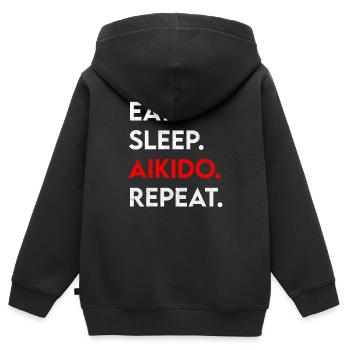 eat sleep aikido repeat - Kinder Premium Organic Zip Hoodie - Schwarz - Hinten - AI Model Kid Male (0cm)