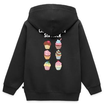 Muffin Sixpack Muffins Pâtisseries sucrées - Sweat Premium à capuche zippé enfant bio - noir - Dos - AI Model Kid Male (0cm)
