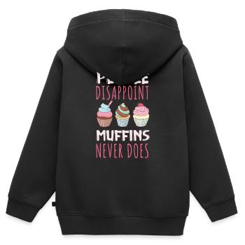 Muffins enttäuschen niemals süßes Gebäck - Kinder Premium Organic Zip Hoodie - Schwarz - Hinten - AI Model Kid Male (0cm)