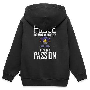 Insigne de shérif de la passion de la police - Sweat Premium à capuche zippé enfant bio - noir - Dos - AI Model Kid Male (0cm)
