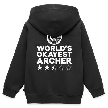 Archery Bow Archer Target World's - Sweat Premium à capuche zippé enfant bio - noir - Dos - AI Model Kid Male (0cm)