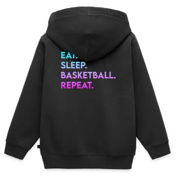 manger du sommeil basket répéter - Sweat Premium à capuche zippé enfant bio - noir - Dos - AI Model Kid Male (0cm)