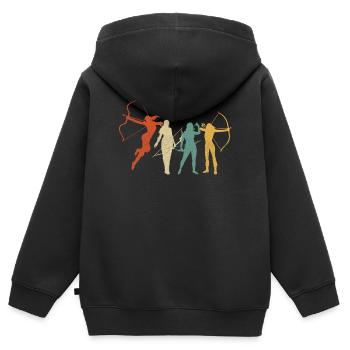 Arc de tir à l’arc Archer Rétro Vintage - Sweat Premium à capuche zippé enfant bio - noir - Dos - AI Model Kid Male (0cm)