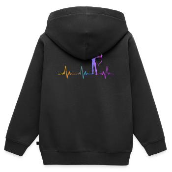Arc à l’arc Archer Girl Heartbeat - Sweat Premium à capuche zippé enfant bio - noir - Dos - AI Model Kid Male (0cm)