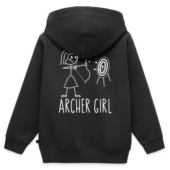 Archery Bow Archer Girl Vintage - Kinder Premium Organic Zip Hoodie - Schwarz - Hinten - AI Model Kid Male (0cm)