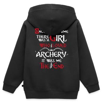 Arc de tir à l’arc Archer Vintage Once - Sweat Premium à capuche zippé enfant bio - noir - Dos - AI Model Kid Male (0cm)