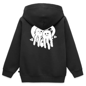Méduse Cœur Méduse Coeur Méduse Méduse Méduse - Sweat Premium à capuche zippé enfant bio - noir - Dos - AI Model Kid Male (0cm)