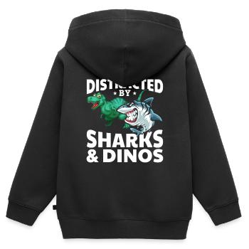 Great White Shark Dino Ich werde leicht von Haien - Kinder Premium Organic Zip Hoodie - Schwarz - Hinten - AI Model Kid Male (0cm)