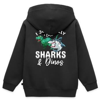Great White Shark Dinosaur Ich mag Haie & Dinos - Kinder Premium Organic Zip Hoodie - Schwarz - Hinten - AI Model Kid Male (0cm)