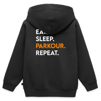 manger du sommeil parkour répéter - Sweat Premium à capuche zippé enfant bio - noir - Dos - AI Model Kid Male (0cm)