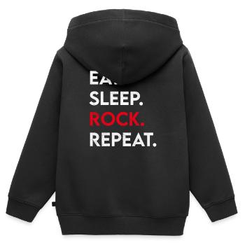 manger du sommeil rock répéter - Sweat Premium à capuche zippé enfant bio - noir - Dos - AI Model Kid Male (0cm)