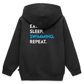 manger dormir nager répéter - Sweat Premium à capuche zippé enfant bio - noir - Dos - AI Model Kid Male (0cm)