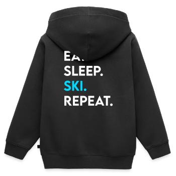 eat sleep ski repeat - Kinder Premium Organic Zip Hoodie - Schwarz - Hinten - AI Model Kid Male (0cm)
