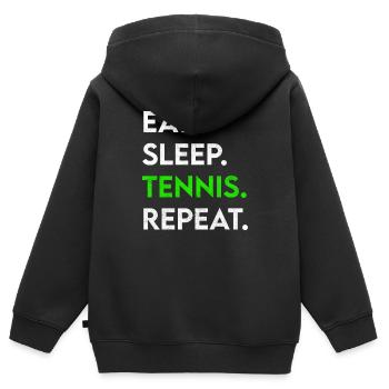 manger du sommeil tennis répéter - Sweat Premium à capuche zippé enfant bio - noir - Dos - AI Model Kid Male (0cm)
