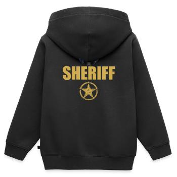Sheriff Police Sheriffstern Badge - Sweat Premium à capuche zippé enfant bio - noir - Dos - AI Model Kid Male (0cm)