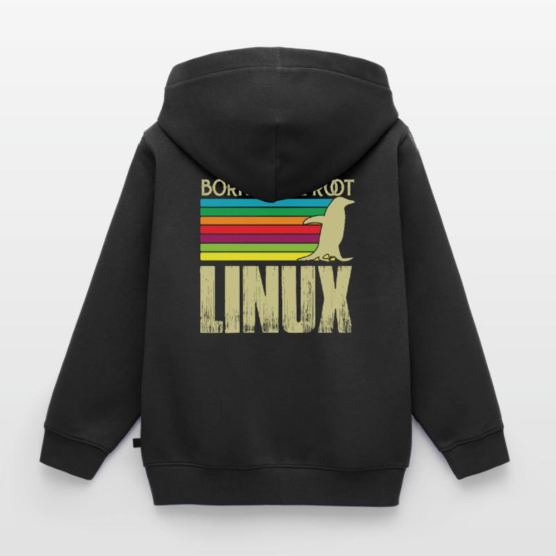 Linux Né pour être root Admin Linux Sweat Premium à capuche zippé enfant bio