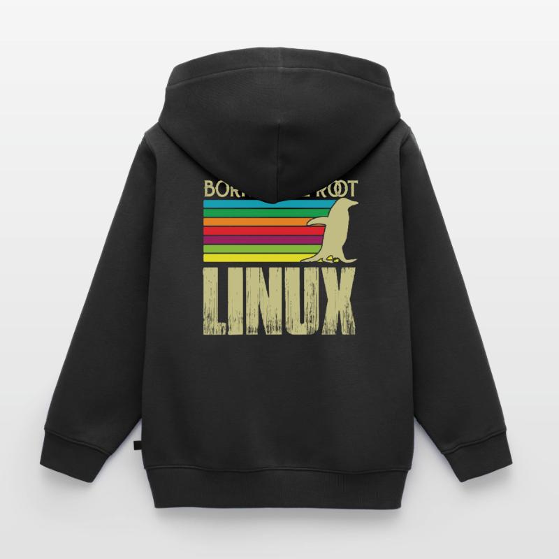 Linux Born to be root Admin Linux Kids Premium Organic Zip-up Hoodie