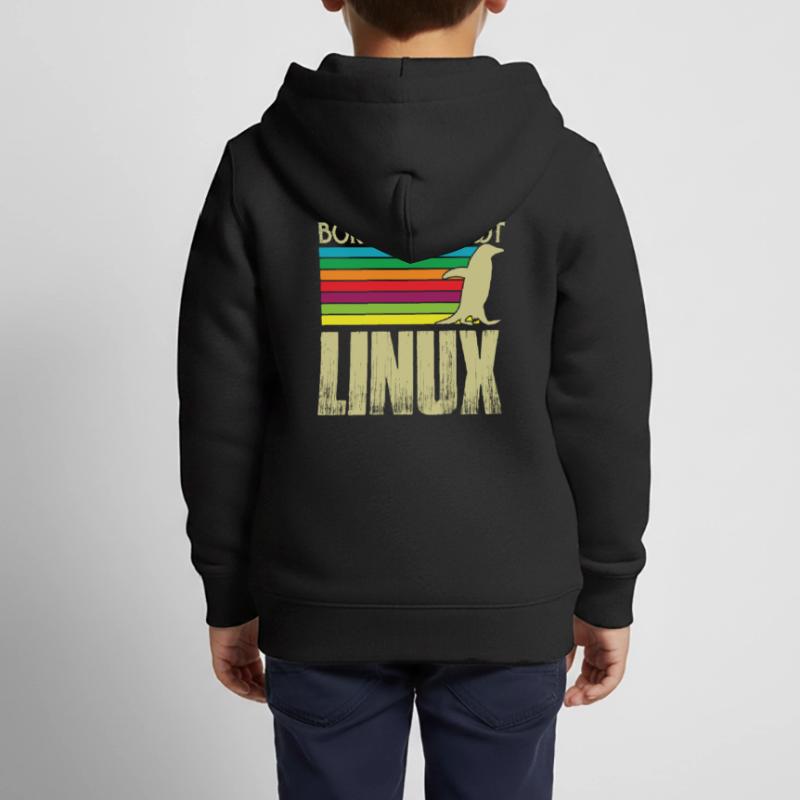 Linux Né pour être root Admin Linux Sweat Premium à capuche zippé enfant bio