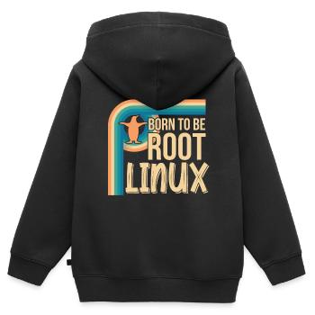Born To Be Root Linux Nerd for Coding - Kids Premium Organic Zip-up Hoodie - black - Back - AI Model Kid Male (0cm)