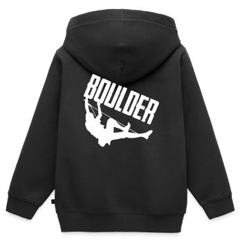 Bouldern Bergsteiger Kletterwand Klettern - Kinder Premium Organic Zip Hoodie - Schwarz - Hinten - AI Model Kid Male (0cm)