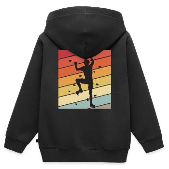 Kletterwand Retro Bouldern Klettern Berge - Kinder Premium Organic Zip Hoodie - Schwarz - Hinten - AI Model Kid Male (0cm)