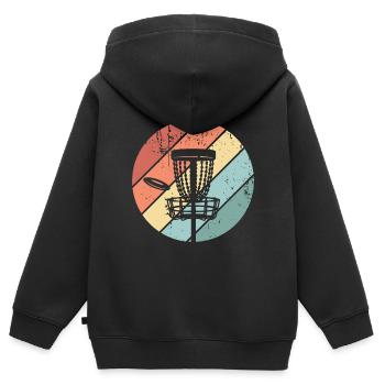 Vintage Disc Golf Retro Sunset Cadeau - Sweat Premium à capuche zippé enfant bio - noir - Dos - AI Model Kid Male (0cm)
