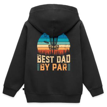 Drôle de Disc Golf Meilleur Papa Par Cadeau fête des Pères - Sweat Premium à capuche zippé enfant bio - noir - Dos - AI Model Kid Male (0cm)