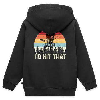 Drôle de Disc Golf J’aurais frappé ce cadeau de coucher de soleil - Sweat Premium à capuche zippé enfant bio - noir - Dos - AI Model Kid Male (0cm)