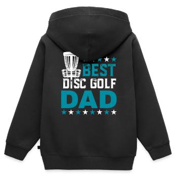 Meilleur Disc Golf Papa Fête des Pères - Sweat Premium à capuche zippé enfant bio - noir - Dos - AI Model Kid Male (0cm)