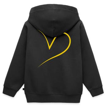Simpeles Halbes Gelbes Herz - Kinder Premium Organic Zip Hoodie - Schwarz - Hinten - AI Model Kid Male (0cm)