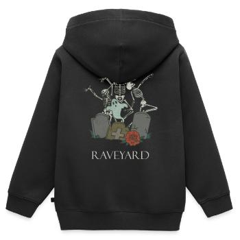 Lustiges Skelett Raving Rave Heavy Metal Goth - Kinder Premium Organic Zip Hoodie - Schwarz - Hinten - AI Model Kid Male (0cm)