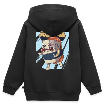 Cyborg Japonais Sushi Monster Cyber Punk Cyber - Sweat Premium à capuche zippé enfant bio - noir - Dos - AI Model Kid Male (0cm)