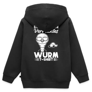 Das Ist Mein Verrücktes Wurm T-Shirt Wurm - Kinder Premium Organic Zip Hoodie - Schwarz - Hinten - AI Model Kid Male (0cm)