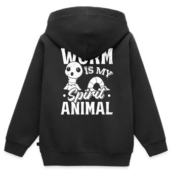 Le ver est mon Le ver amoureux des animaux - Sweat Premium à capuche zippé enfant bio - noir - Dos - AI Model Kid Male (0cm)