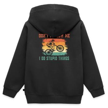 Radfahrer Sprüche - Retro Style - Kinder Premium Organic Zip Hoodie - Schwarz - Hinten - AI Model Kid Male (0cm)