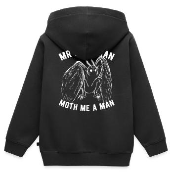 Mothman Kryptide Kryptozoologie - Kinder Premium Organic Zip Hoodie - Schwarz - Hinten - AI Model Kid Male (0cm)