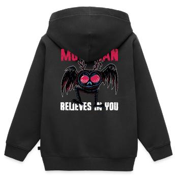 Mothman Kryptide Kryptozoologie - Kinder Premium Organic Zip Hoodie - Schwarz - Hinten - AI Model Kid Male (0cm)