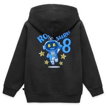 Roboter Geburtstagsmotiv 8 Jahre Jungen Geschenk - Kinder Premium Organic Zip Hoodie - Schwarz - Hinten - AI Model Kid Male (0cm)