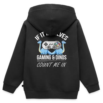 Jeux de console de dinosaure - Sweat Premium à capuche zippé enfant bio - noir - Dos - AI Model Kid Male (0cm)