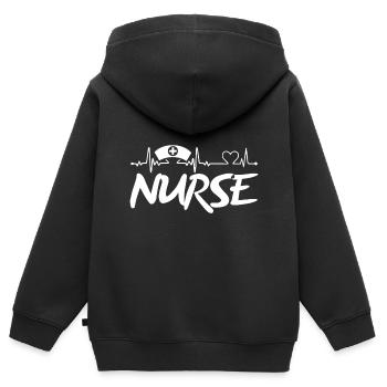 Nurse Heartbeat First Aid Emergency - Kids Premium Organic Zip-up Hoodie - black - Back - AI Model Kid Male (0cm)