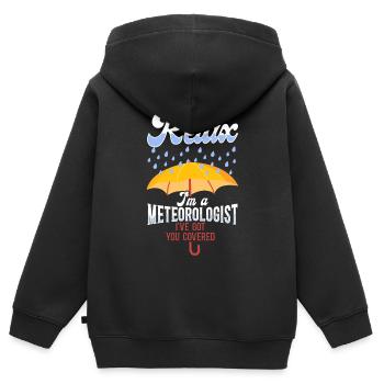 Météorologue Prévisions météorologiques - Sweat Premium à capuche zippé enfant bio - noir - Dos - AI Model Kid Male (0cm)