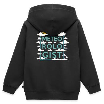 Météorologue Prévisions météorologiques - Sweat Premium à capuche zippé enfant bio - noir - Dos - AI Model Kid Male (0cm)