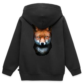 Renard Roux Renard Forêt Animaux Tête d’animal Animal Animal Animal Animal - Sweat Premium à capuche zippé enfant bio - noir - Dos - AI Model Kid Male (0cm)