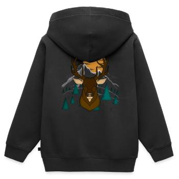 Rothirsch Geweih mit Hirschgeweih - Kinder Premium Organic Zip Hoodie - Schwarz - Hinten - AI Model Kid Male (0cm)